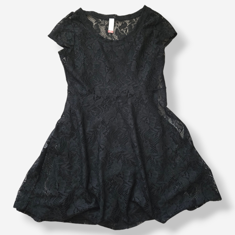 No Boundaries Black Floral Lace Mini/Midi Dress Inner Slip Dress Large
